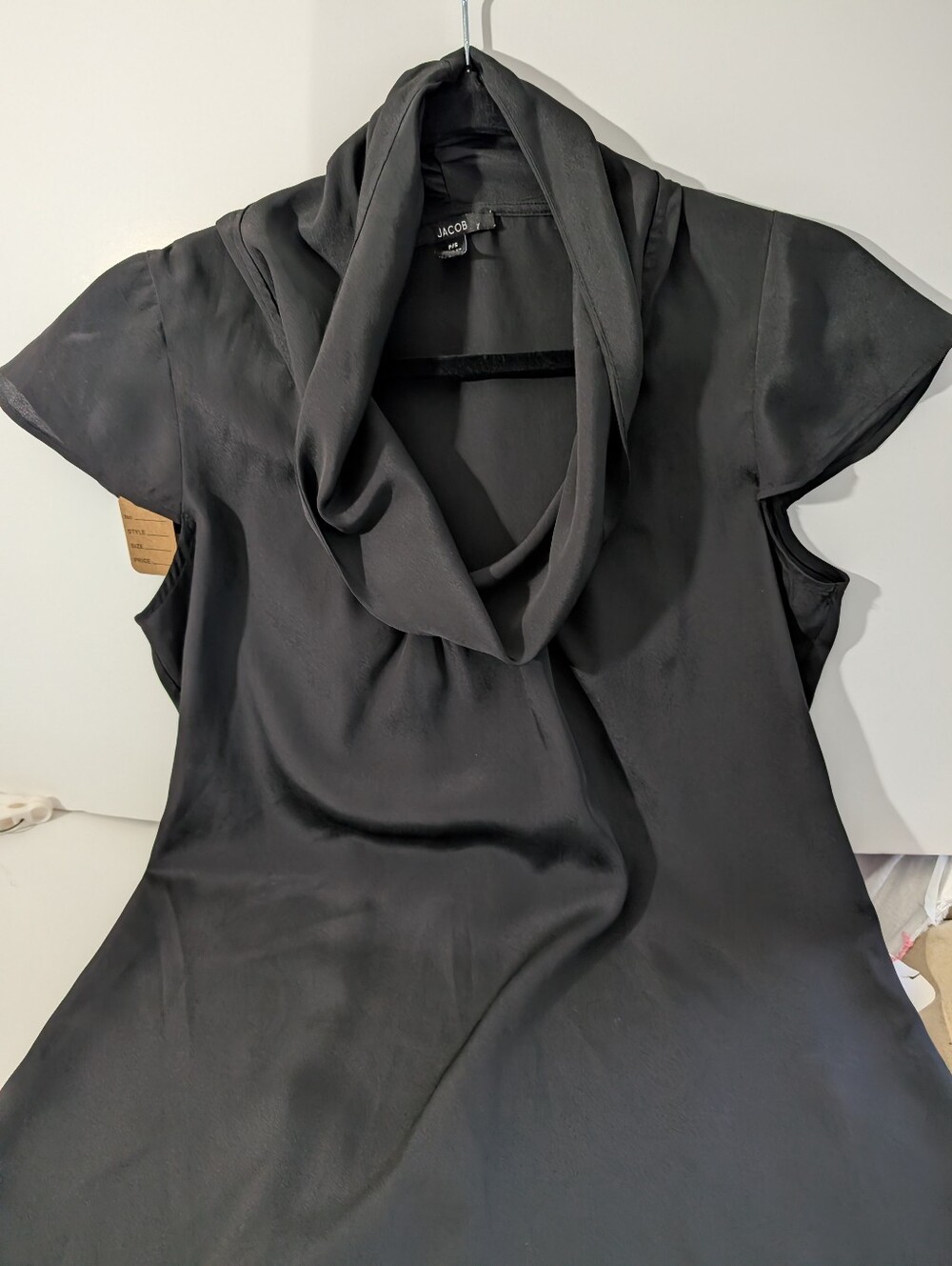Jacob Black Draped Cowl Neck Short Sleeve Blouse